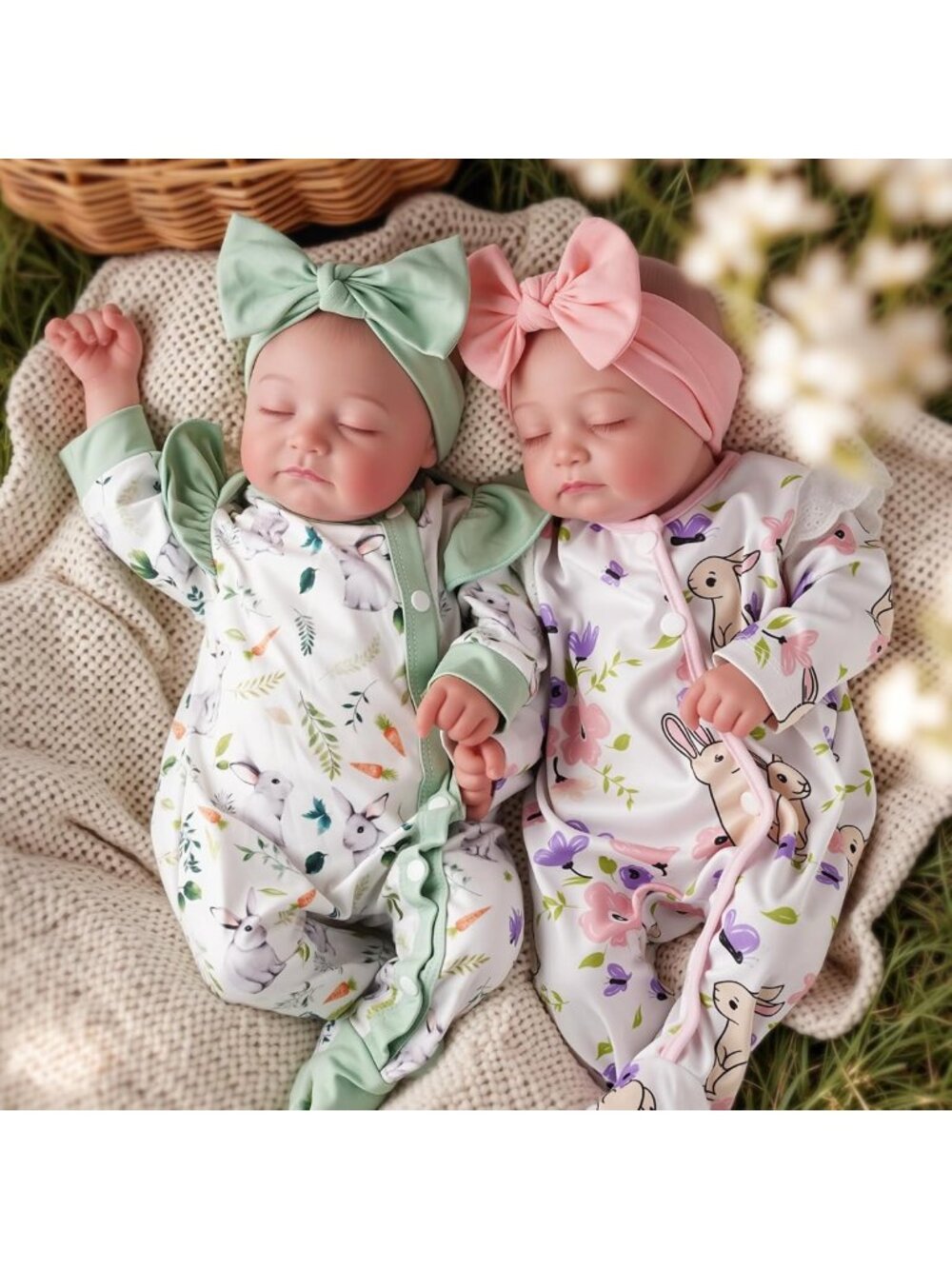 Reborn Baby Doll Twins 20in Boy and Girl Set Soft Body Newborn Pair